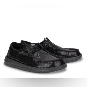 New Hey Dude’s Women’s Wendy Disco Black Sequin Loafers Shoes Sz 7